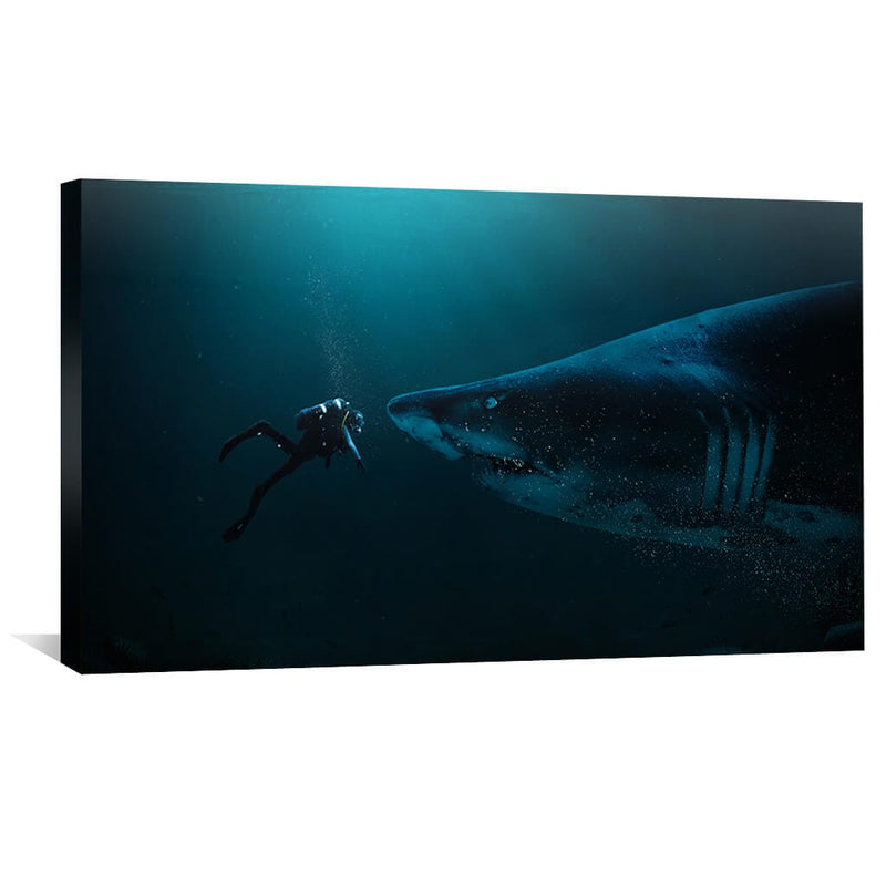 Diver and Shark Canvas