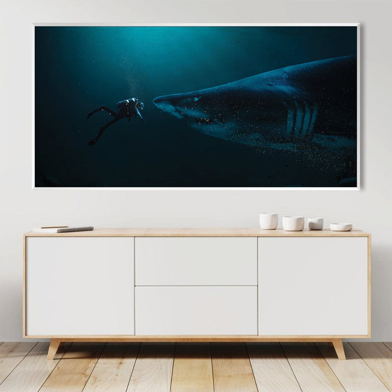 Diver and Shark Canvas