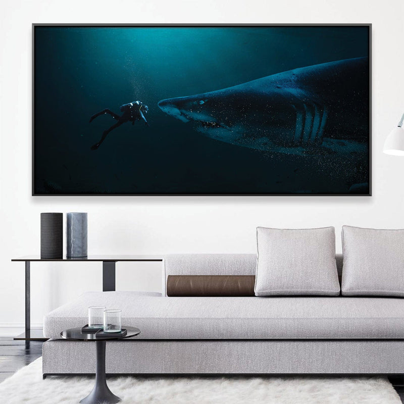 Diver and Shark Canvas