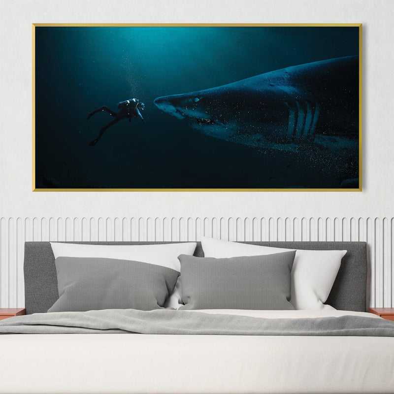 Diver and Shark Canvas