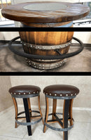Whiskey & Wine Barrel DIY Bistro Kit — Table Top, Foot Rail & Stools