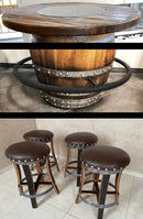 Whiskey & Wine Barrel DIY Bistro Kit — Table Top, Foot Rail & Stools