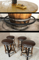 Whiskey & Wine Barrel DIY Bistro Kit — Table Top, Foot Rail & Stools