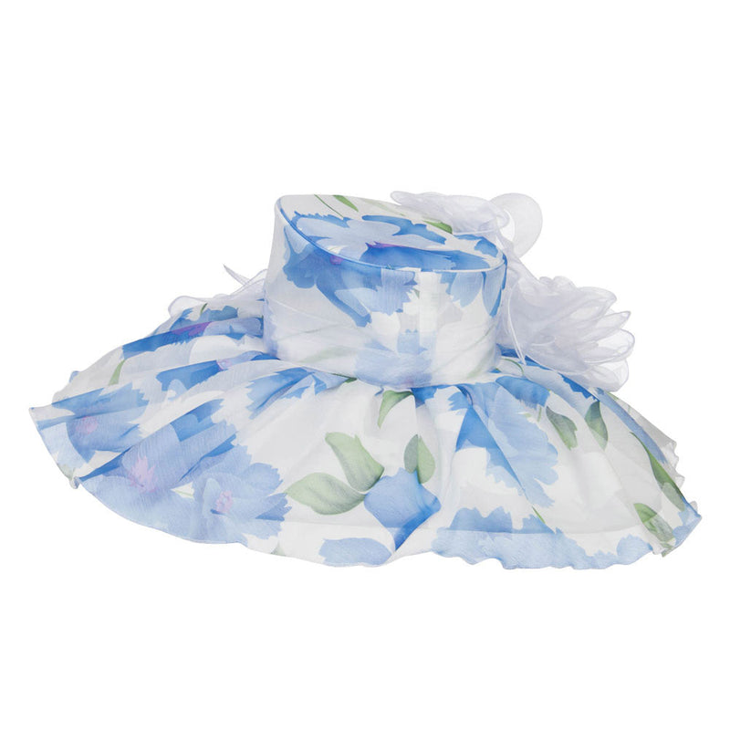 Floral Printed Double Brim Organza Hat