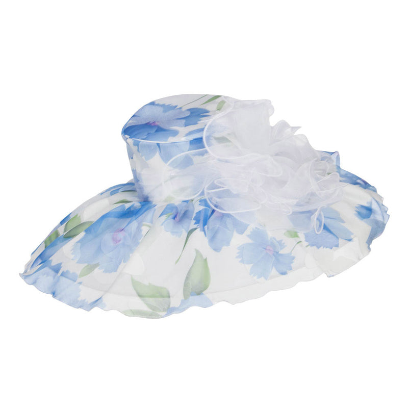 Floral Printed Double Brim Organza Hat
