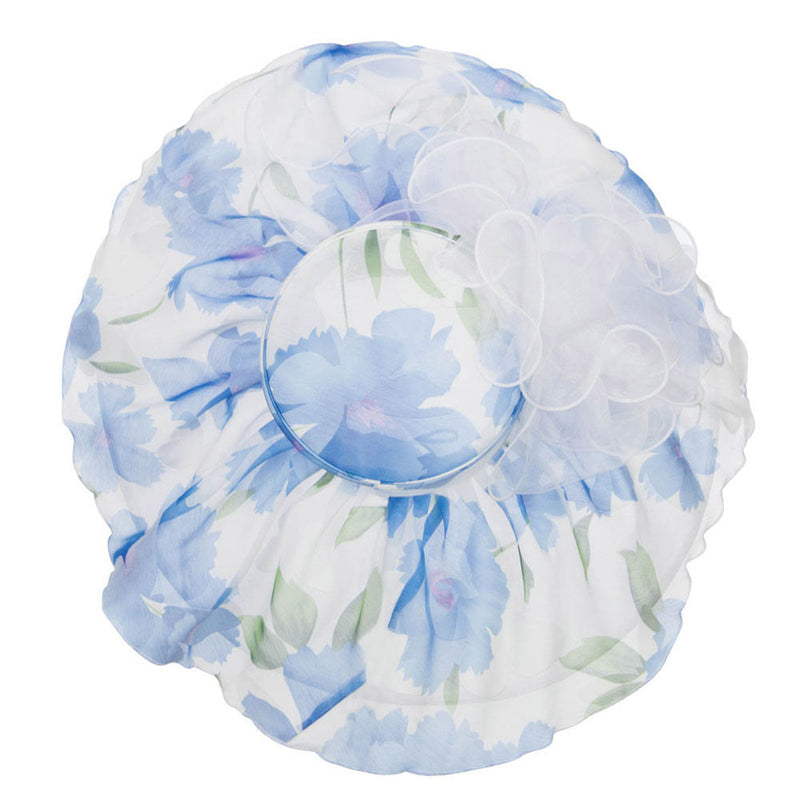 Floral Printed Double Brim Organza Hat