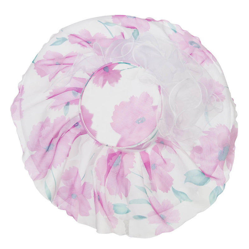 Floral Printed Double Brim Organza Hat