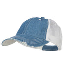 6 Panel Denim Frayed Mesh Cap