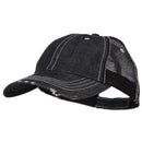6 Panel Denim Frayed Mesh Cap