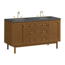 James Martin Laurent 60" Dual Mount Double Bathroom Vanity, Honey Oak