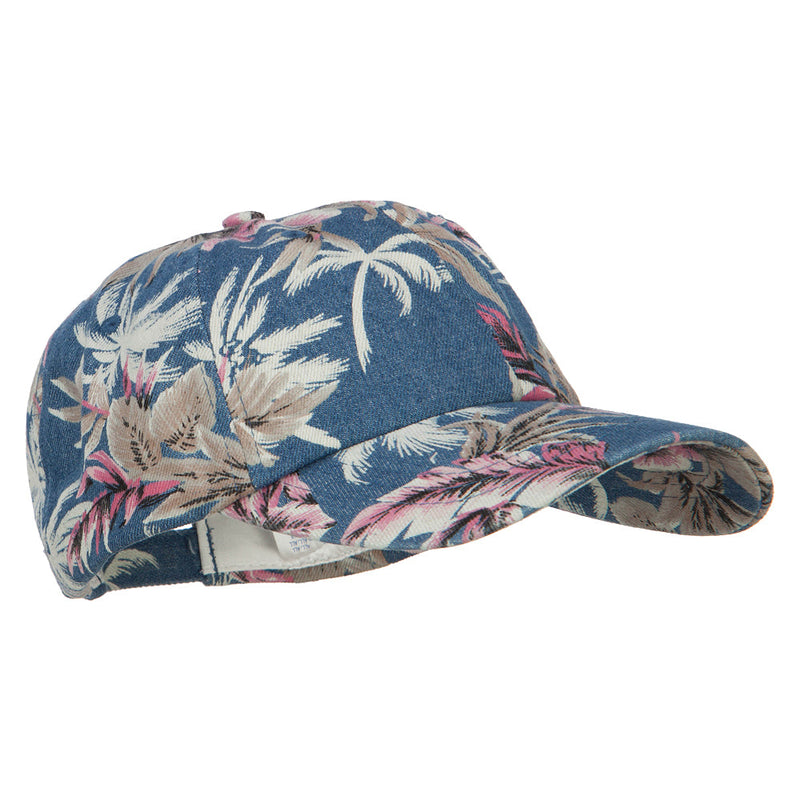 Denim Cotton Floral Print Cap