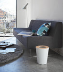 Trash Can - Round - Steel + Wood by Yamazaki Home