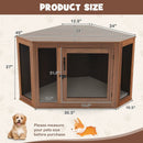 Corner Dog Kennel with Mesh Door and Cushion-Brown by LJGDeals
