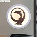 GobekUsa Dolphin Iron Wall Sconce LED Lamp in White for Kids' Bedroom