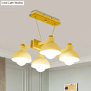 GobekUsa Dome Shade Linear Chandelier - Nordic Metal Island Lighting (4/6 Lights) - White