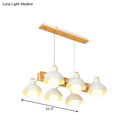 GobekUsa Dome Shade Linear Chandelier - Nordic Metal Island Lighting (4/6 Lights) - White