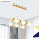 GobekUsa Dome Shade Linear Chandelier - Nordic Metal Island Lighting (4/6 Lights) - White