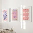 Guest Check, Playing Card Art. Retro Dopamine Set of 3 Prints by Wall Art Set