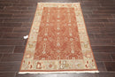 3'10" x 5'10" Hand Knotted Wool Reversible Panel Area Rug Brown