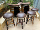 Whiskey & Wine Barrel Double Liquor Cabinet — Door Storage Shelf, 0–8 Stools