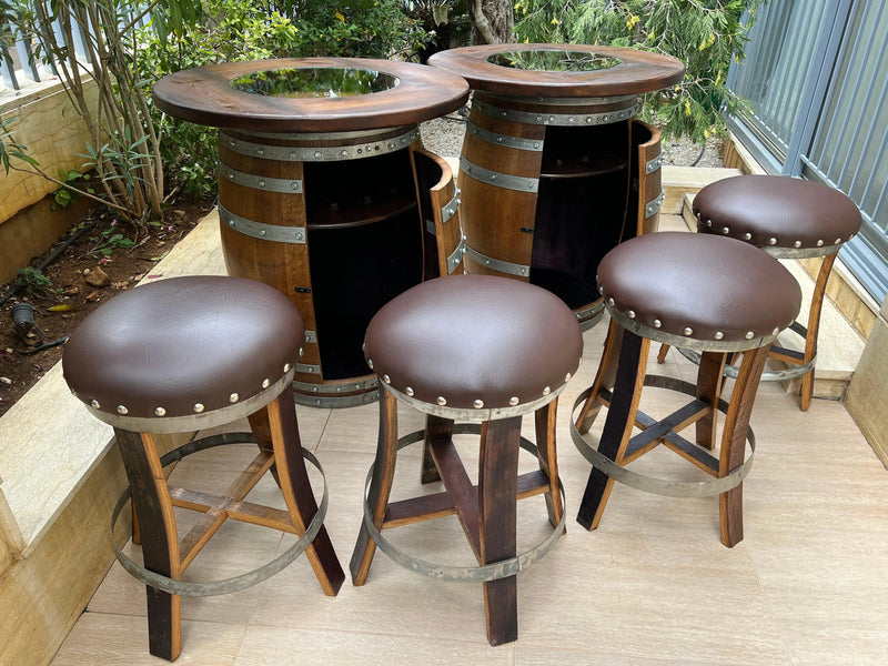 Double Barrel Bar Cabinet Set