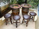 Whiskey & Wine Barrel Double Liquor Cabinet — Door Storage Shelf, 0–8 Stools