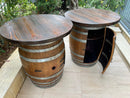 Whiskey & Wine Barrel Double Liquor Cabinet — Door Storage Shelf, 0–8 Stools