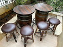 Whiskey & Wine Barrel Double Bar Set — Wood or Glass Top, 0–8 Stools