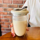 Double deck insulated glass mug with white lid – kitchen water cup by Decorbites