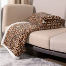 GobekUsa Double Layer Leopard Print Coral Fleece Blanket - 150X200Cm Office Bedspread