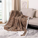 GobekUsa Double Layer Leopard Print Coral Fleece Blanket - 150X200Cm Office Bedspread