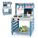 Double-sided Wooden Play Kitchen and Grocery Stand with Stoves for Kids 3+ Years Old by LJGDeals