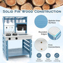 Double-sided Wooden Play Kitchen and Grocery Stand with Stoves for Kids 3+ Years Old by LJGDeals