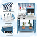 Double-sided Wooden Play Kitchen and Grocery Stand with Stoves for Kids 3+ Years Old by LJGDeals