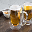 Double Walled Beer Drink Glass Mug with Handle - 12.5oz