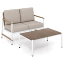 Patio Loveseat Sofa with Coffee Table Set with Thick Cushions by LJGDeals