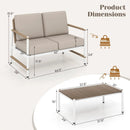 Patio Loveseat Sofa with Coffee Table Set with Thick Cushions by LJGDeals
