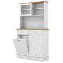 Double Tilt Out Trash Cabinet with Hutch and Rubber Wood Countertop by LJGDeals