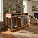 Oasis Large Dog Rustic Wood Kennel in Medium Wax