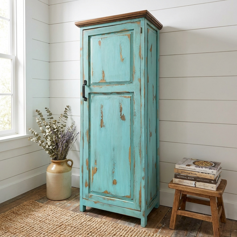 Large Rustic Cabinet for storage in Oldie Turquoise, photo 2 of 9