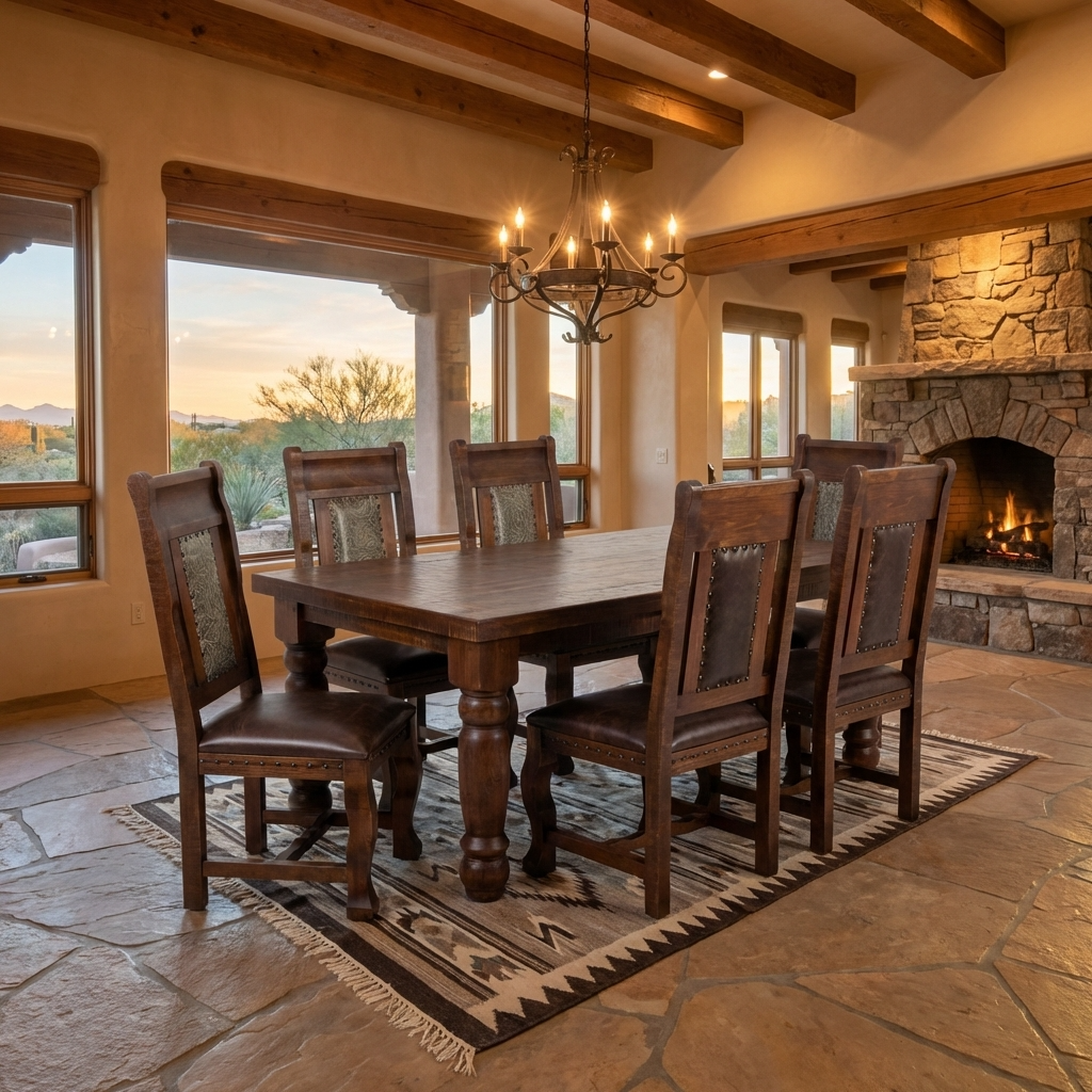 Oasis 6' Rustic Dining Table in Chestnut finish (*Only Table*), photo 4 of 5