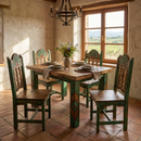 Rosetta 4' Dining Table and 4 Rosetta Chairs in Green