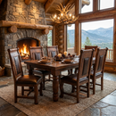 Oasis 6' Dining Table set with 6 Gran Hacienda Chairs in Chestnut finish