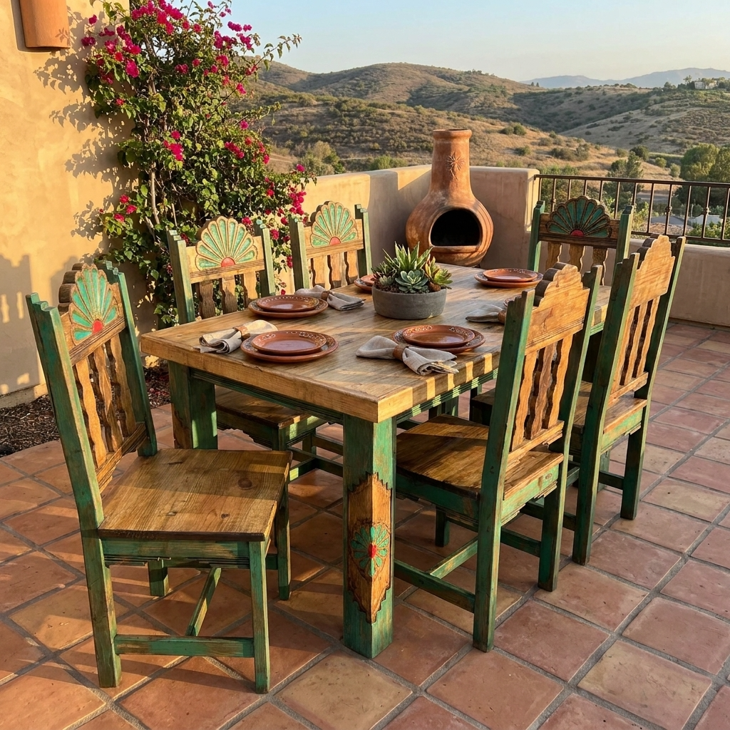 Rosetta 6' Dining Table and 6 Rosetta Chairs in Green, photo 2 of 5