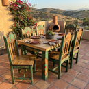 Rosetta 6' Dining Table and 6 Rosetta Chairs in Green