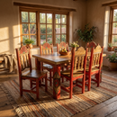 Rosetta 6' Dining Table and 6 Rosetta Chairs in Red