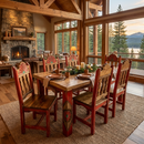 Rosetta 6' Dining Table and 6 Rosetta Chairs in Red