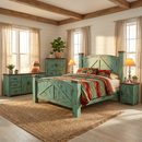 Rustic Barn Bedroom Set in Oldie Turquoise 5Pcs