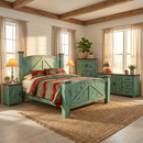 Rustic Barn Bedroom Set in Oldie Turquoise 5Pcs