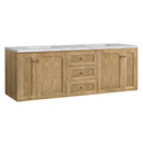 James Martin Laurent 72" Dual Mount Double Bathroom Vanity, Light Natural Oak